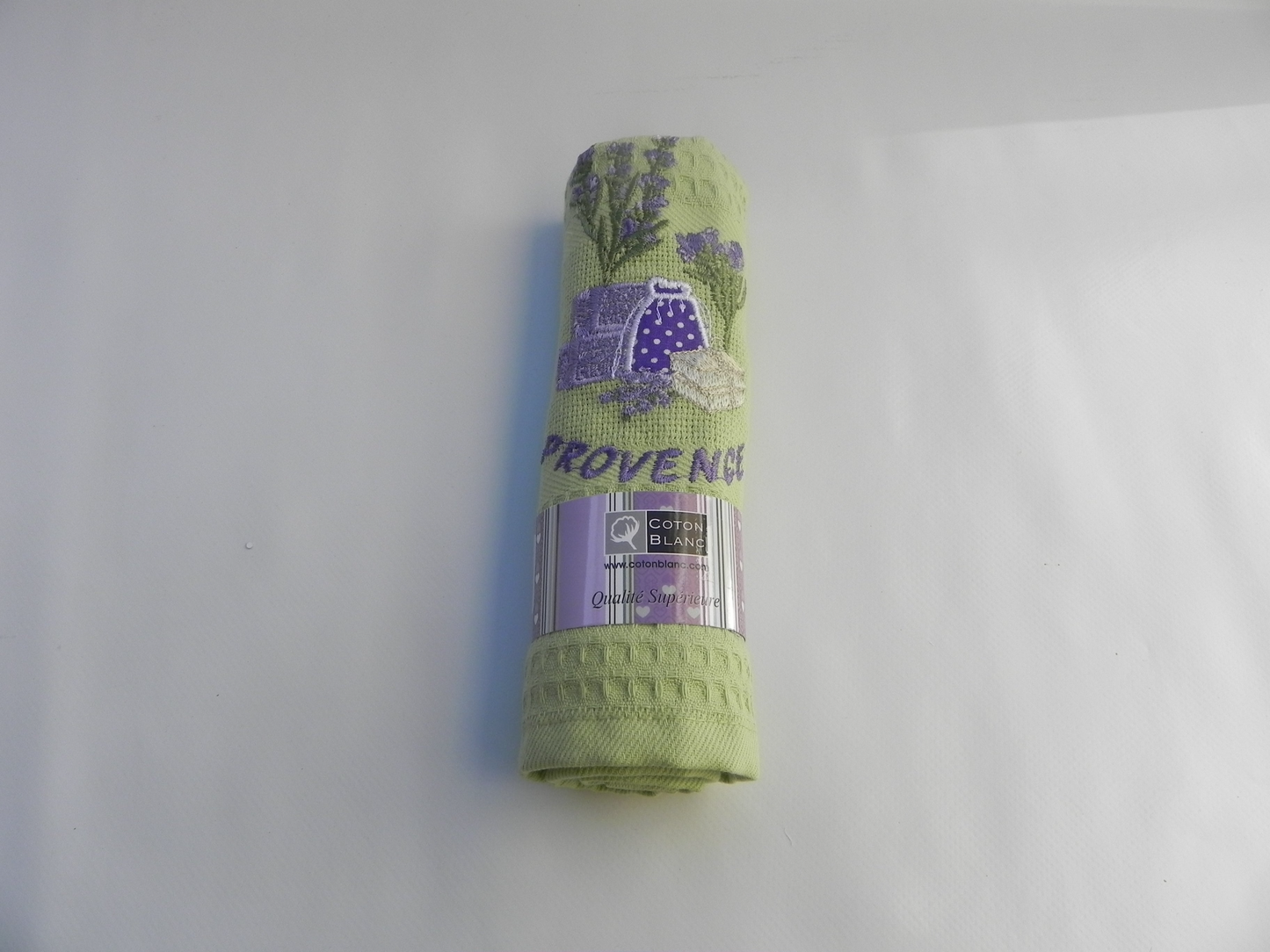 Torchons Nid D'abeille Motif lavande Vert Taille 50x70