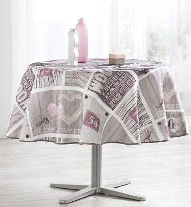 Nappe ronde motif cœur et chiffre