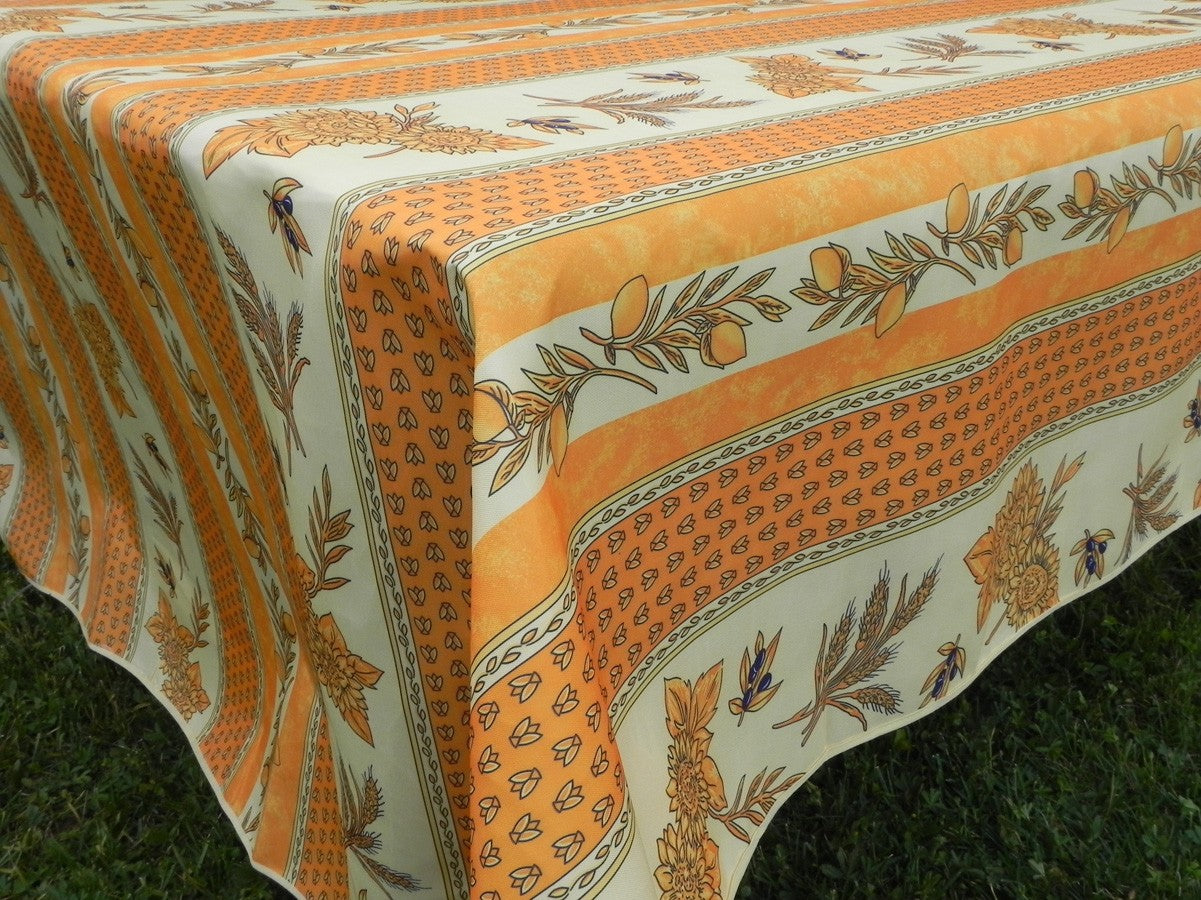 Nappe rectangle orange clair, tournesol blé