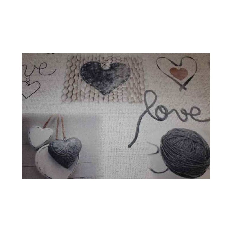 nappe rectangulaire motif pelote et petit cœur