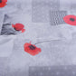 toile cirée motif coquelicot grise
