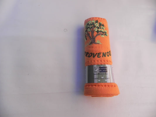 Torchons  Nid D'abeille Motif Arbre Olivier Couleur Orange Taille 50x70