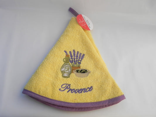 Essuie MainRond  Motif Lavande Pot D'olive Jaune Dimantion 60 CM