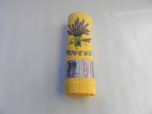Torchons Motif Bouquet Lavande Jaune Taille 50x70