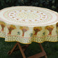 Nappe toile ronde  cireè motif bouquet de blè ècru  160  CM
