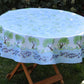 Nappe toile cireè ronde arbre branches olive bleu  160 CM