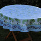 Nappe toile cireè ronde arbre branches olive bleu  160 CM