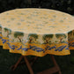 Nappe toile cireè motif arbre branche olivier lavande jaune 160 CM