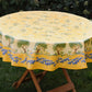 Nappe toile cireè motif arbre branche olivier lavande jaune 160 CM