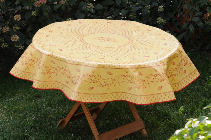 Nappe toile cireè ronde motif olive cigale  160 CM