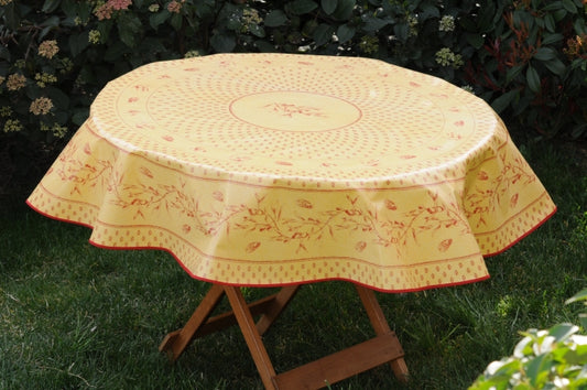 Nappe toile cireè ronde motif olive cigale  160 CM