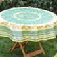 Nappe toile cireè ronde motif tournesol vert  160 CM