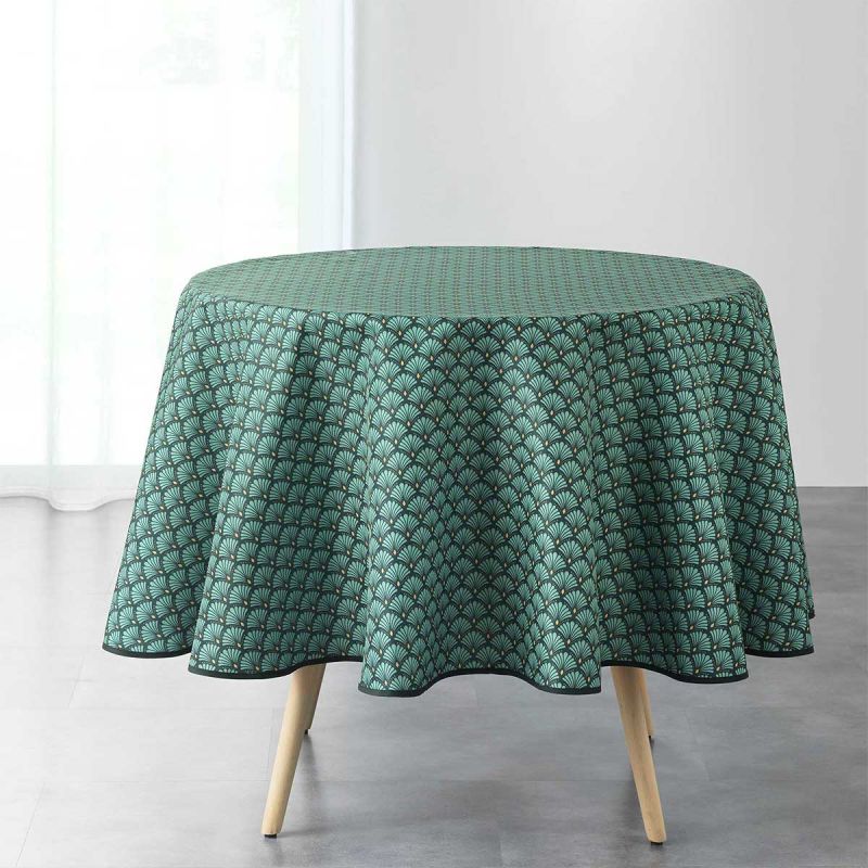 nappe ronde motif Artchic vert 180cm