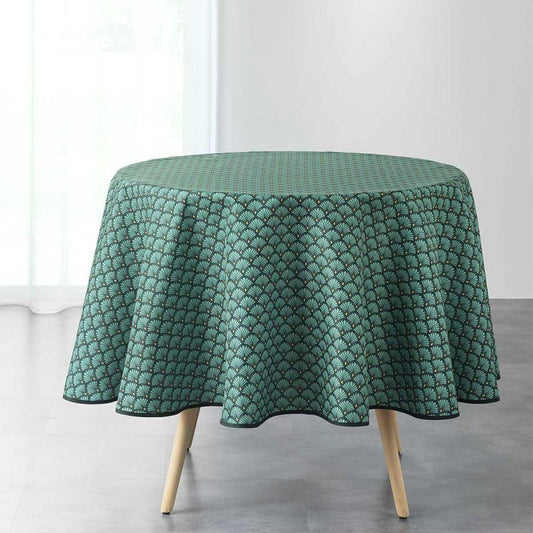 nappe ronde motif Artchic vert 180cm