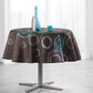Nappe ronde motif  cercle sur fond bleu et gris
