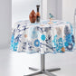 Nappe ronde anti tâche – Mélange de Fleurs et Feuilles Bleues