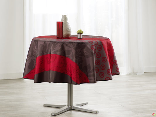 Nappe ronde motif feuilles