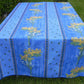 Nappe rectangulaire bleue motifs mimosa jaune