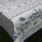 Nappe rectangle écru, cigales et olives bleu