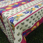 Nappe rectangle jaune et bleu, lavande et citrons