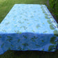 Nappe rectangulaire bleue motifs mimosa jaune