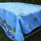 Nappe rectangulaire bleue motifs mimosa jaune