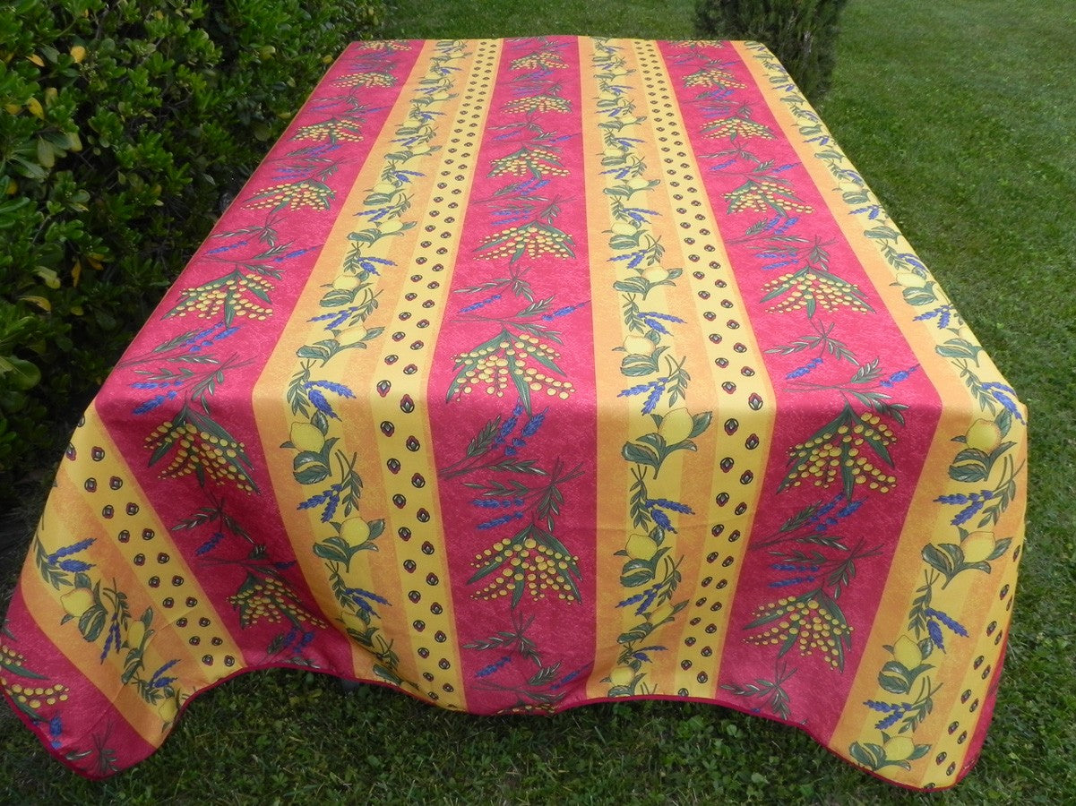 Nappe rectangle rouge et jaune, mimosa