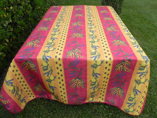 Nappe rectangle rouge et jaune, mimosa