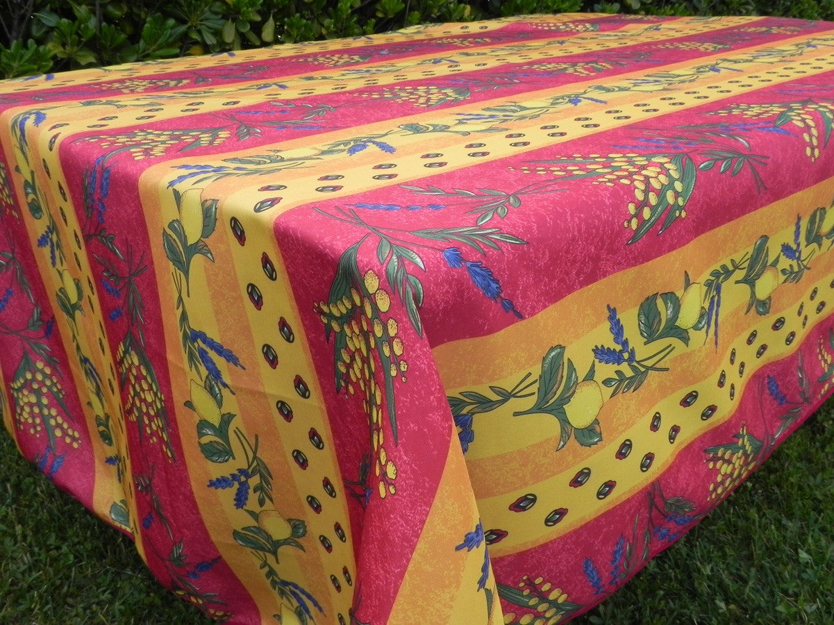 Nappe rectangle rouge et jaune, mimosa