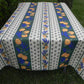 Nappe rectangle crème et bleu, lavande et citrons