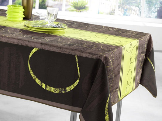 Nappe rectangle marron et anis vert
