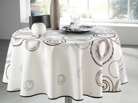 Nappe ronde 160 farandoles de cercle écru