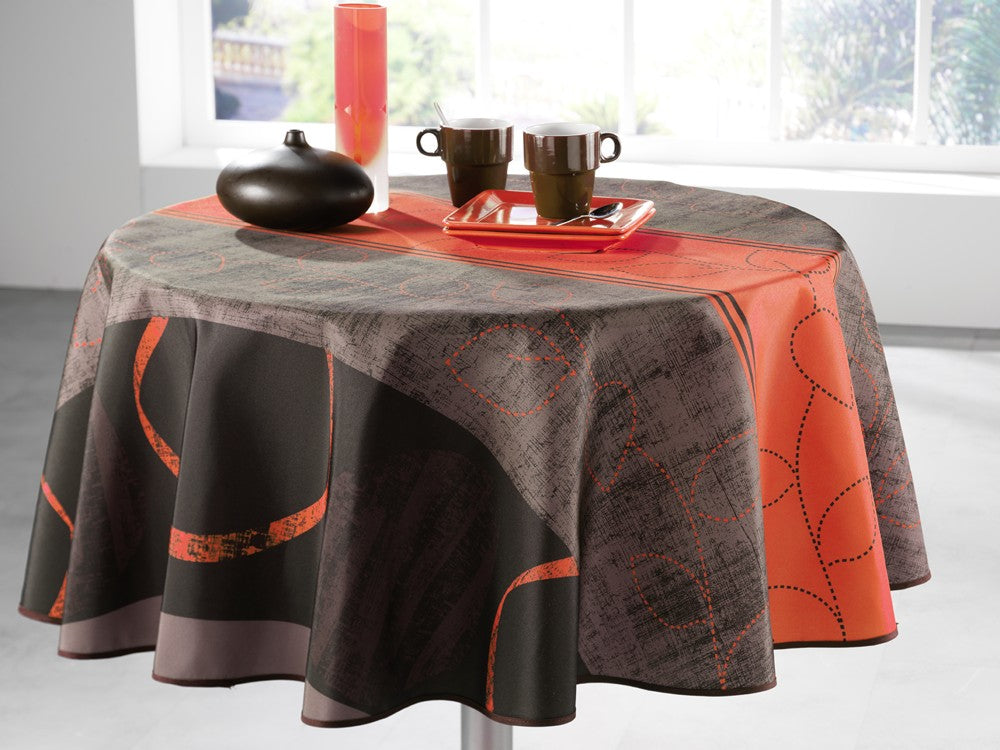 Nappe ronde pointillées orange 160