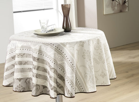 Nappe ronde arabesque gris et taupe 160