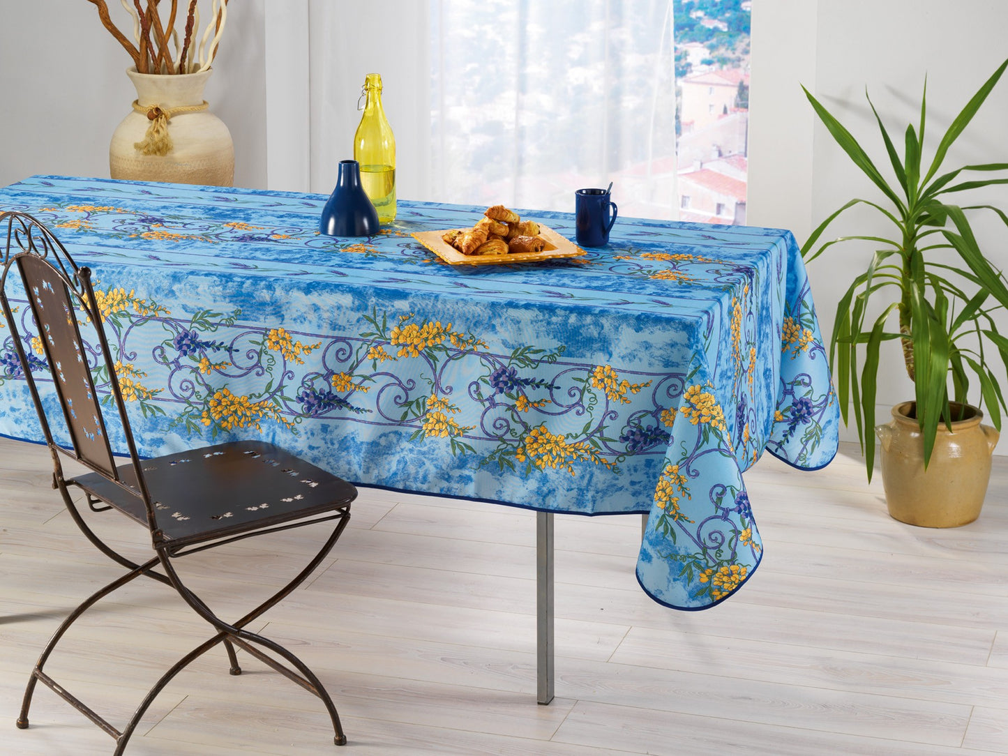 nappe rectangulaire bleu mimosa