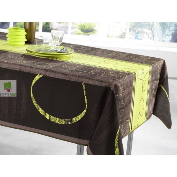 Nappe rectangulaire Pointillait Vert-anis Chocolat