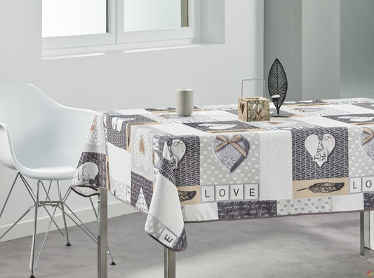 Nappe rectangulaire – I Love You – Coeurs – Anti tâches