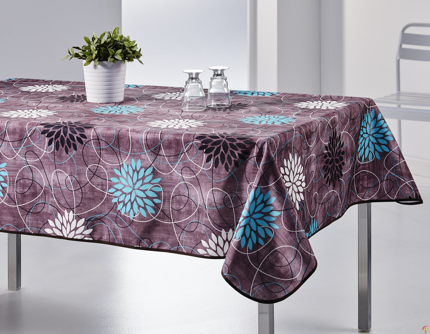 nappe rectangulaire motif violette rosasse
