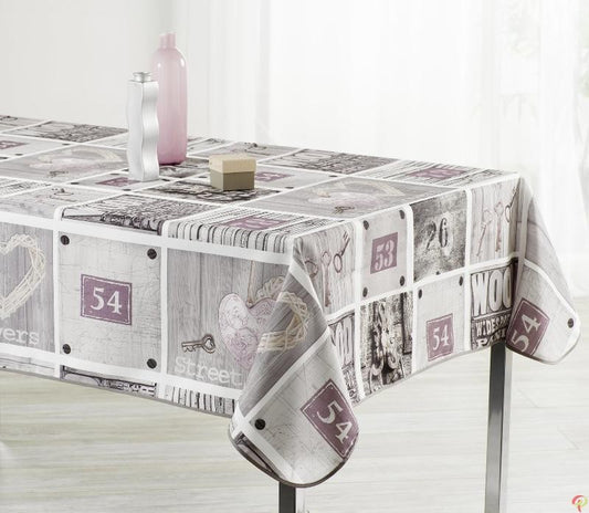 nappe ovale moderne motif petit cœur grise
